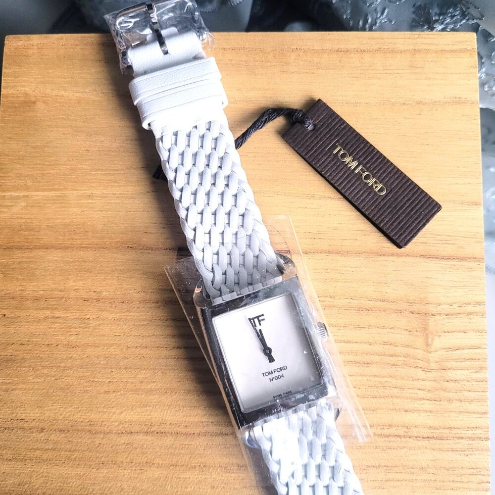 ❤️Tom Ford No.004 Watch White Dial White Braided Leather Strap New Timepiece